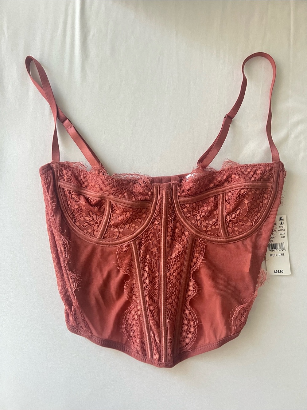 La Hearts Lace Corset Top Dusty Rose Coral Size M
